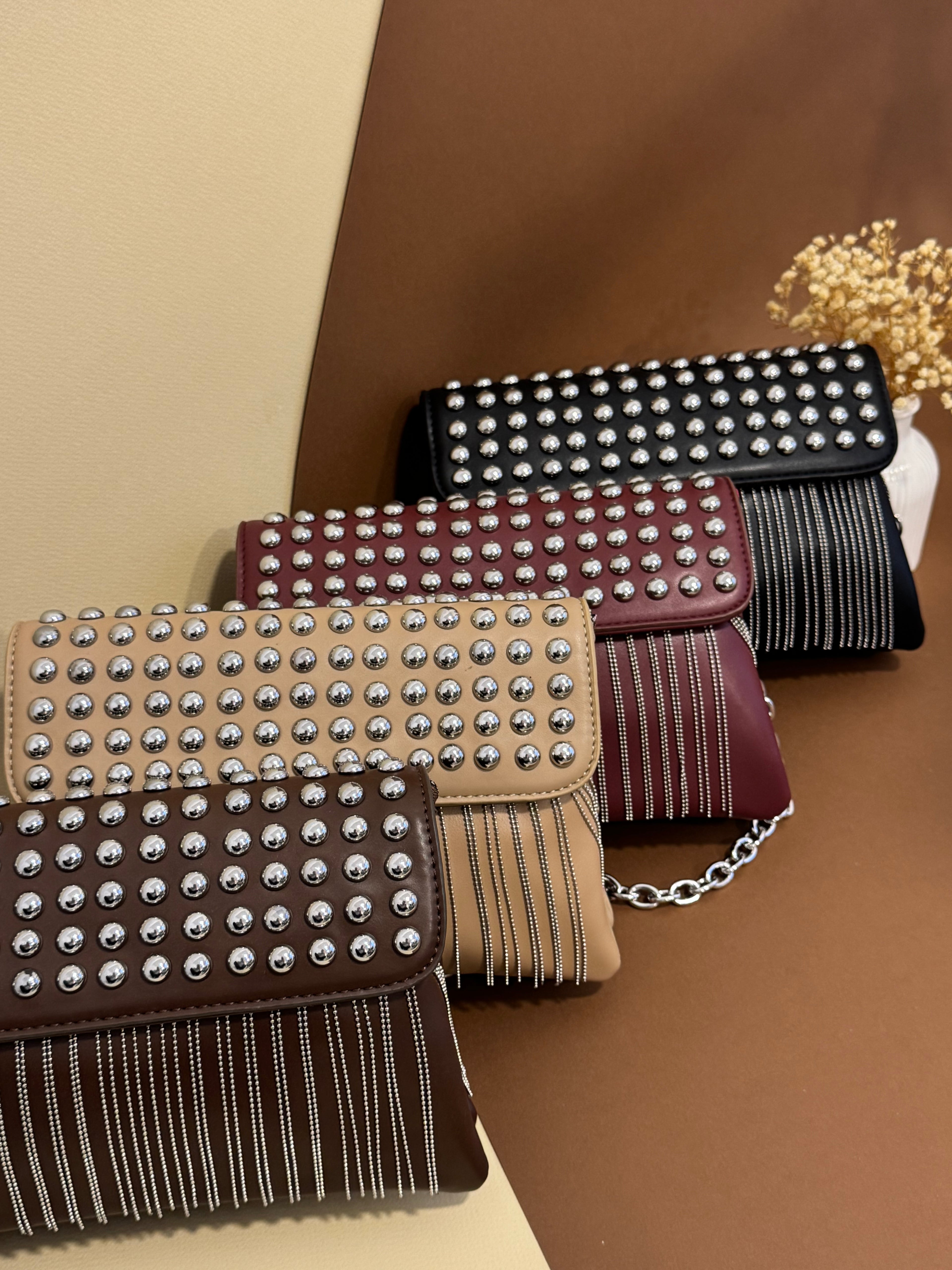 Black studded Fringe Bag