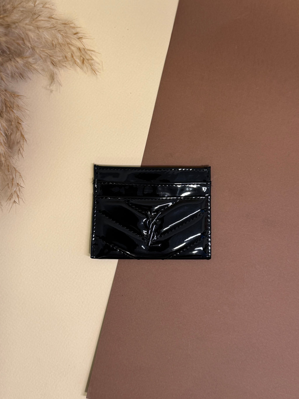 YSL patent leather card holder - black