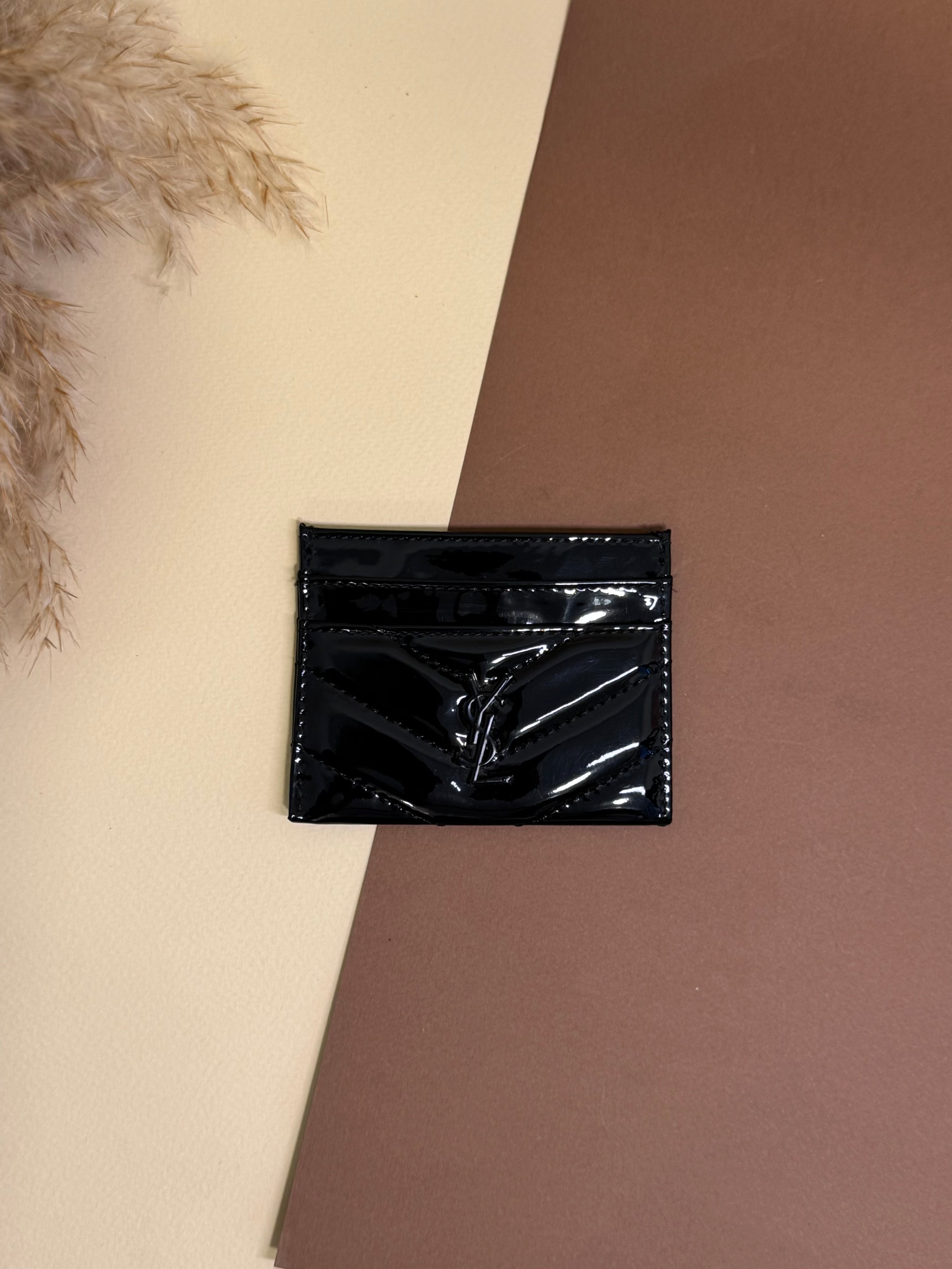 YSL patent leather card holder - black