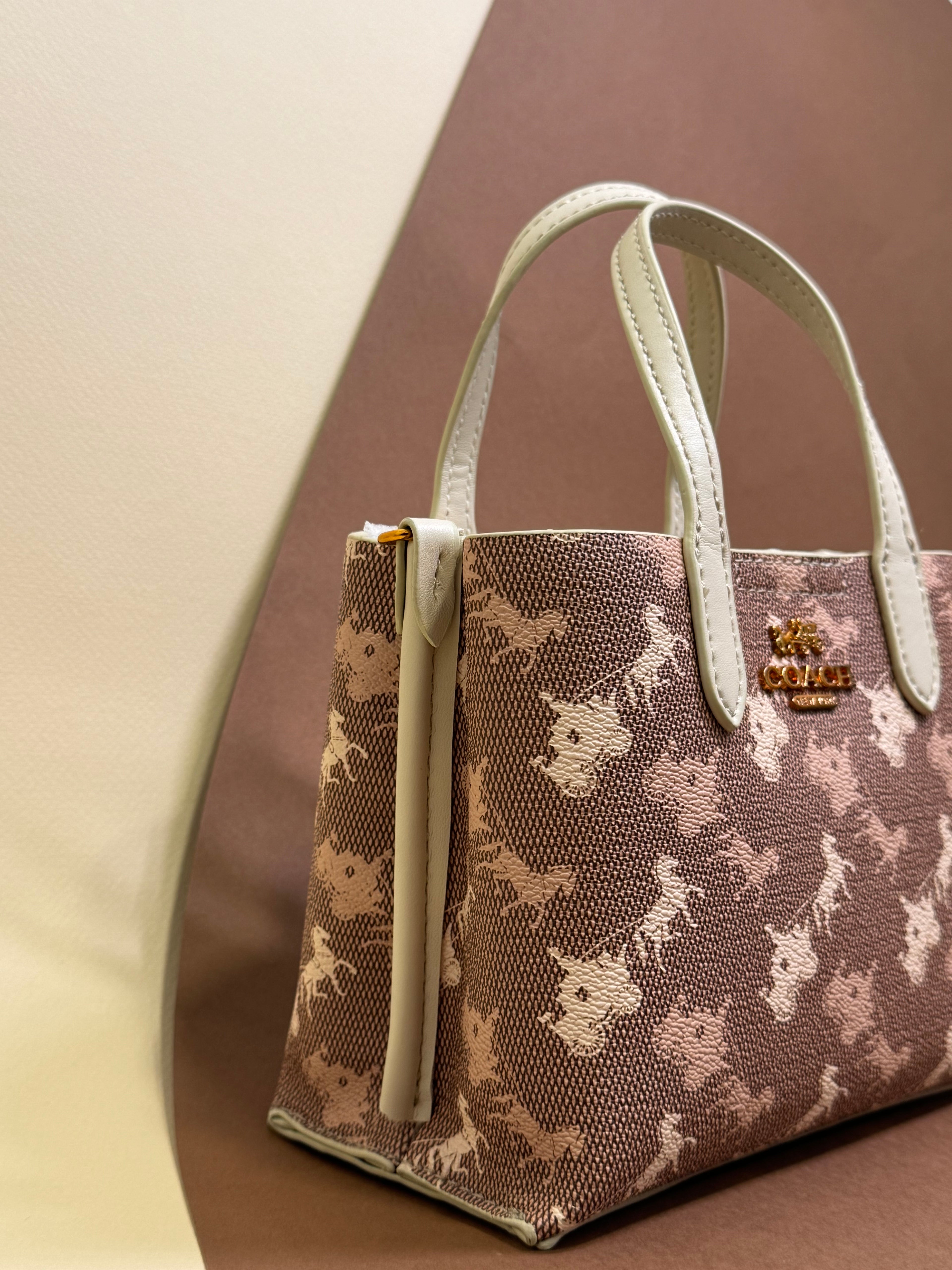 Mocha & off white coach bag