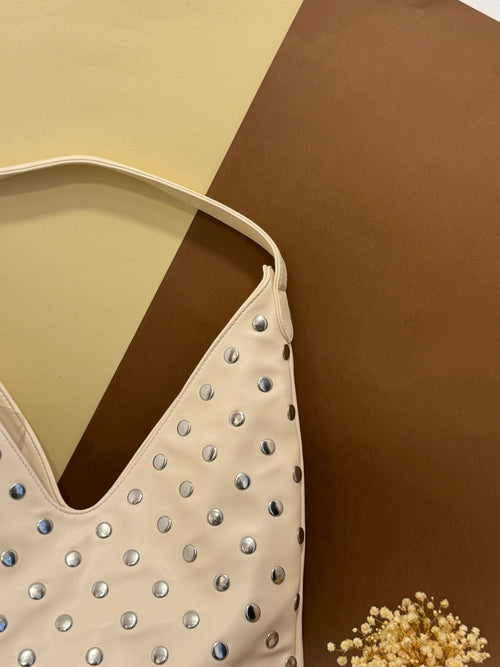 Beige studded bag