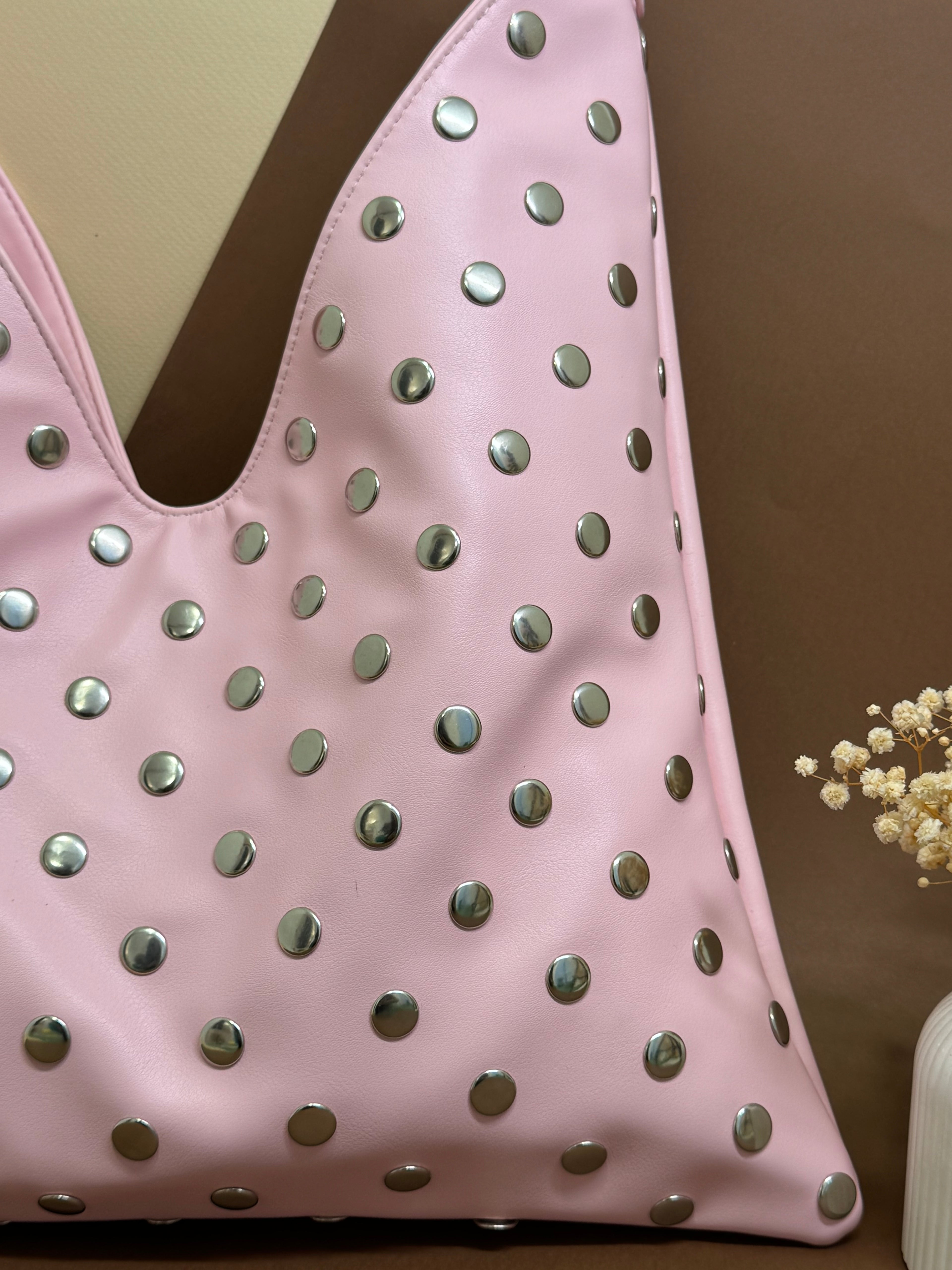 Soft Pink Studded Bag