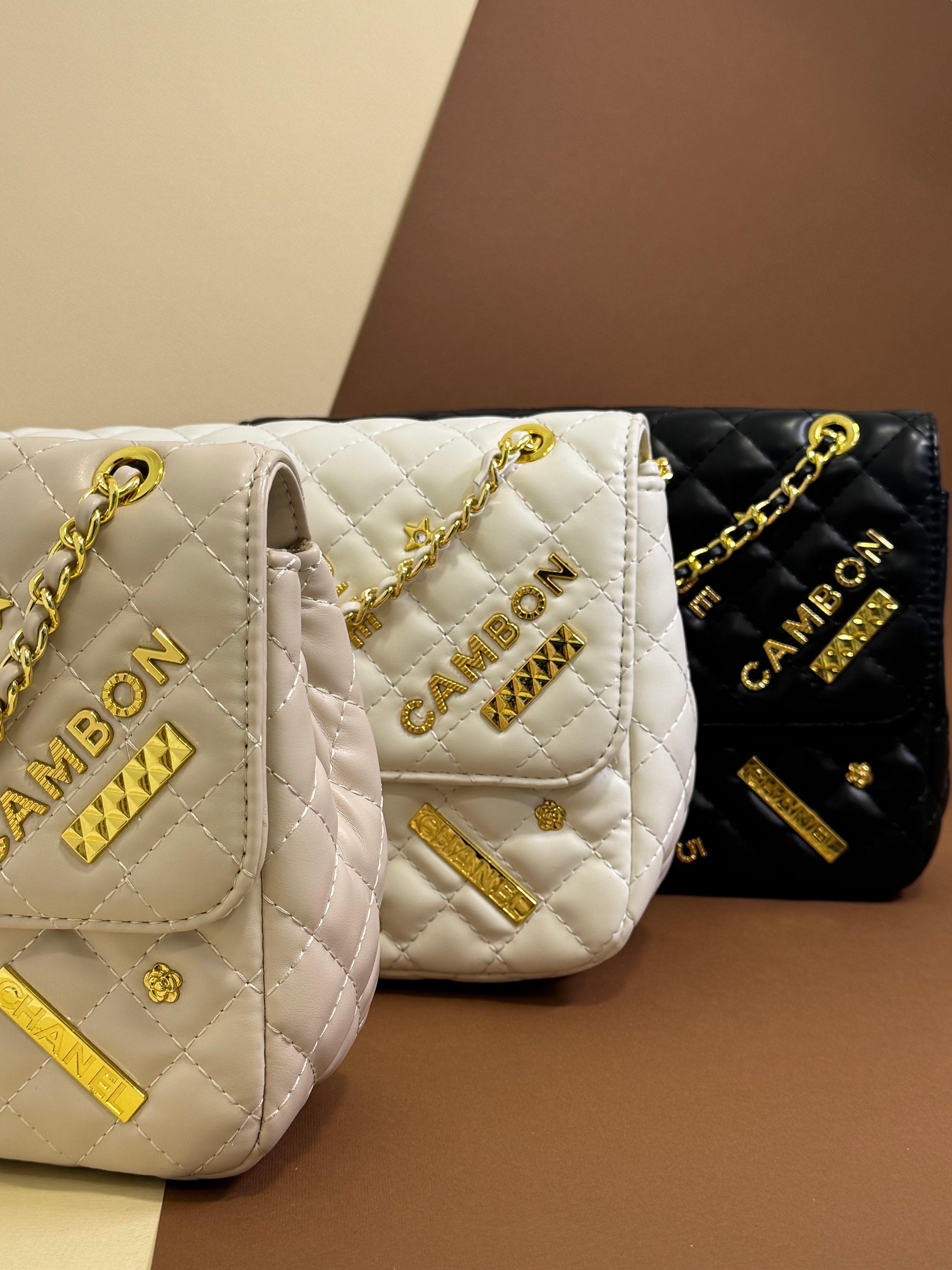 White quilted chain shoulder bag