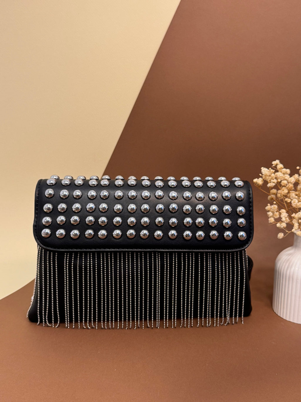 Black studded Fringe Bag
