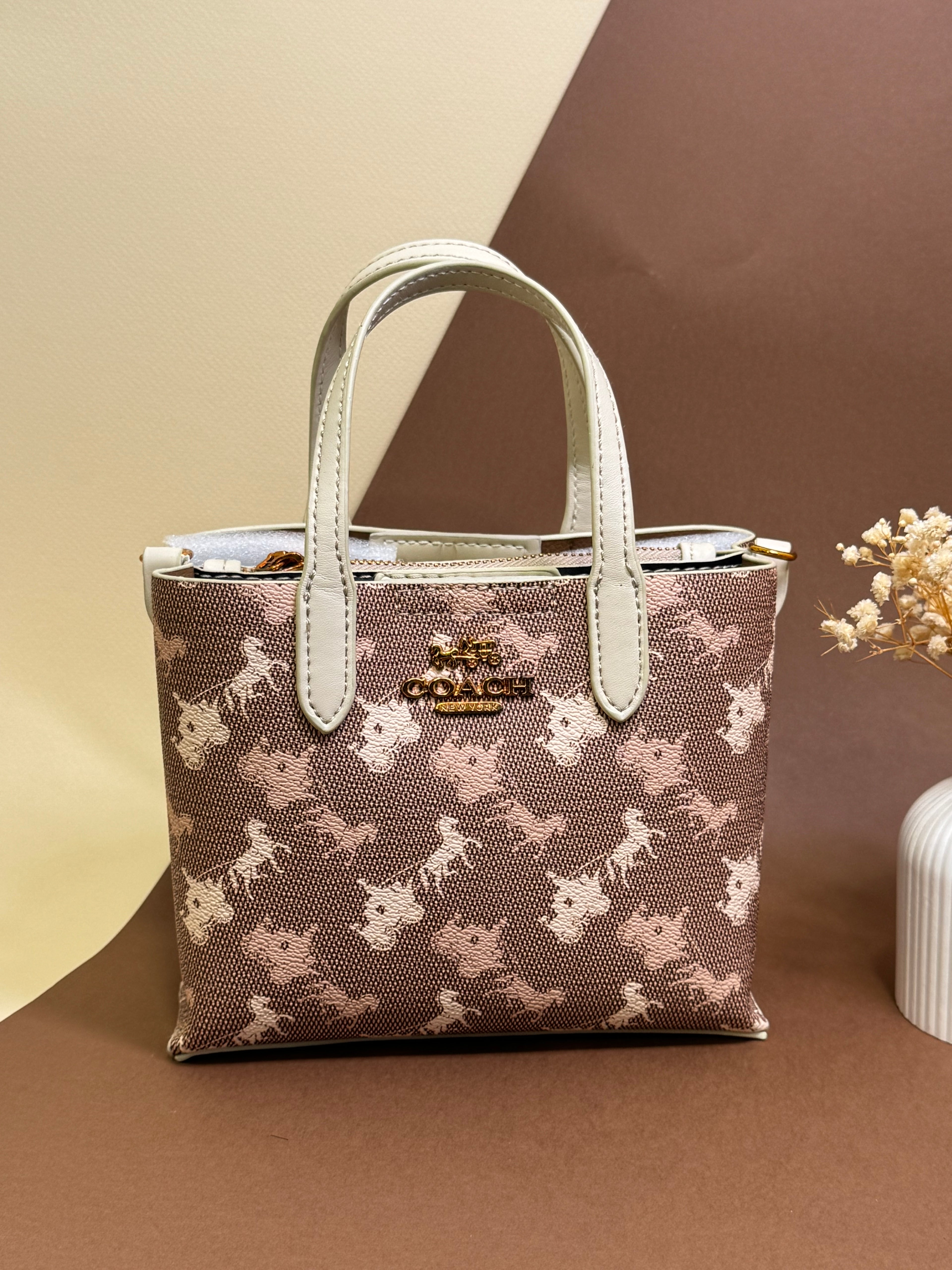 Mocha & off white coach bag