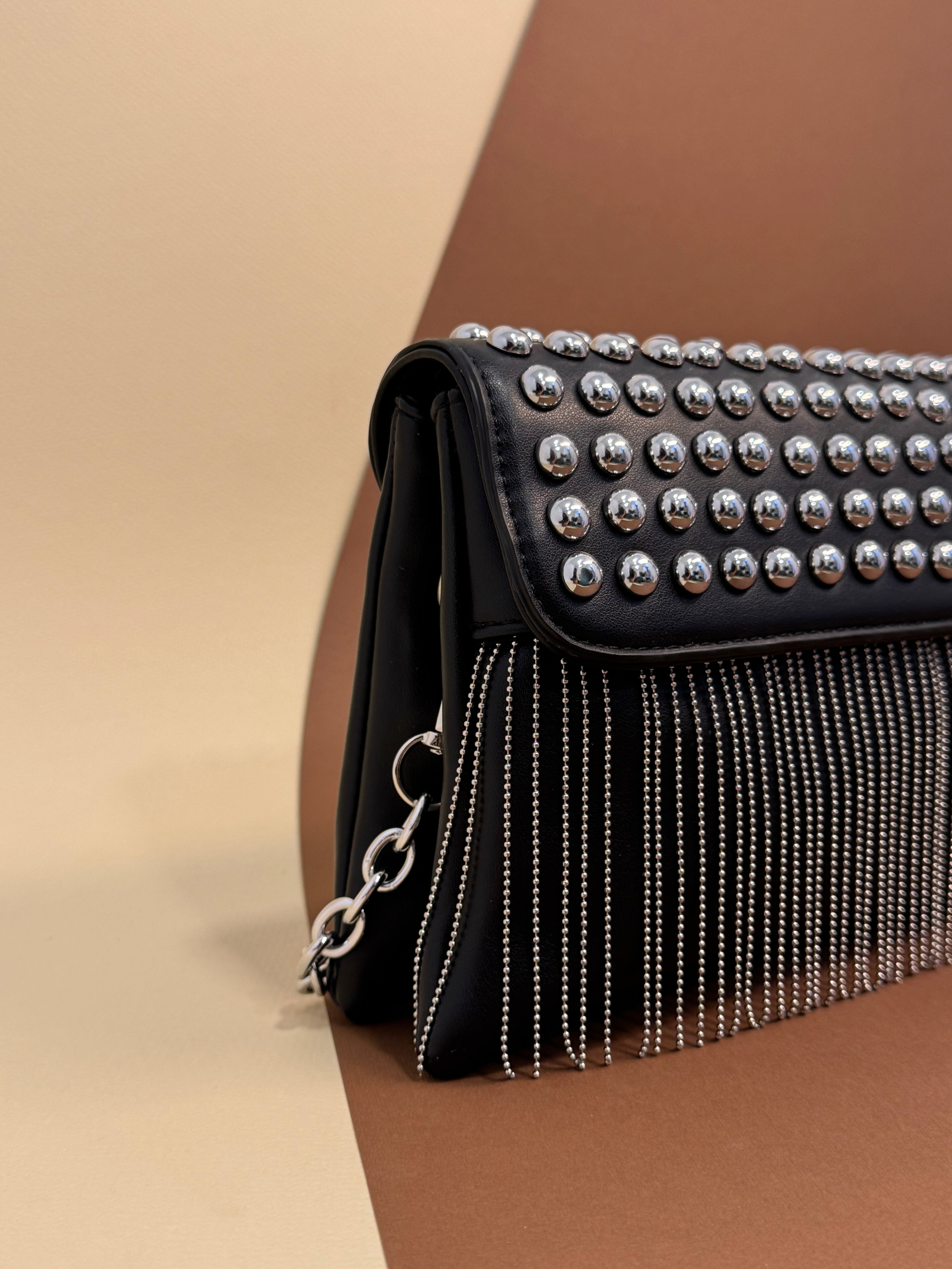 Black studded Fringe Bag