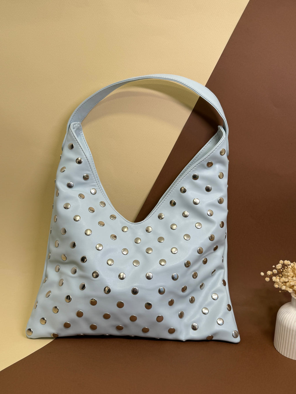 Baby blue studded bag