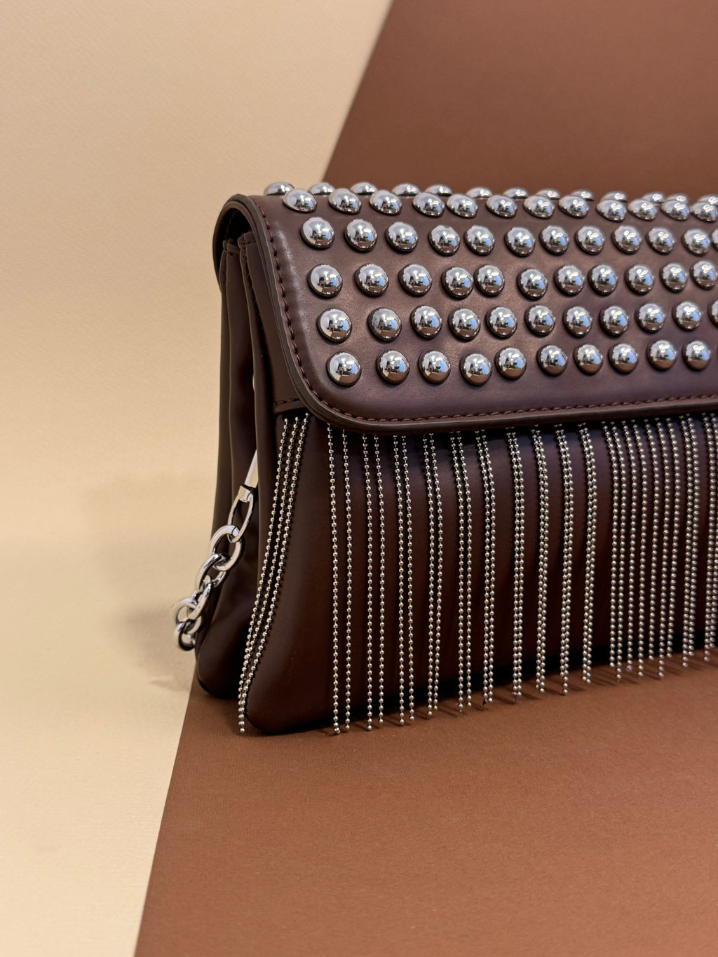 Brown studded Fringe Bag