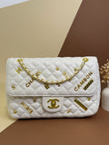 White quilted chain shoulder bag