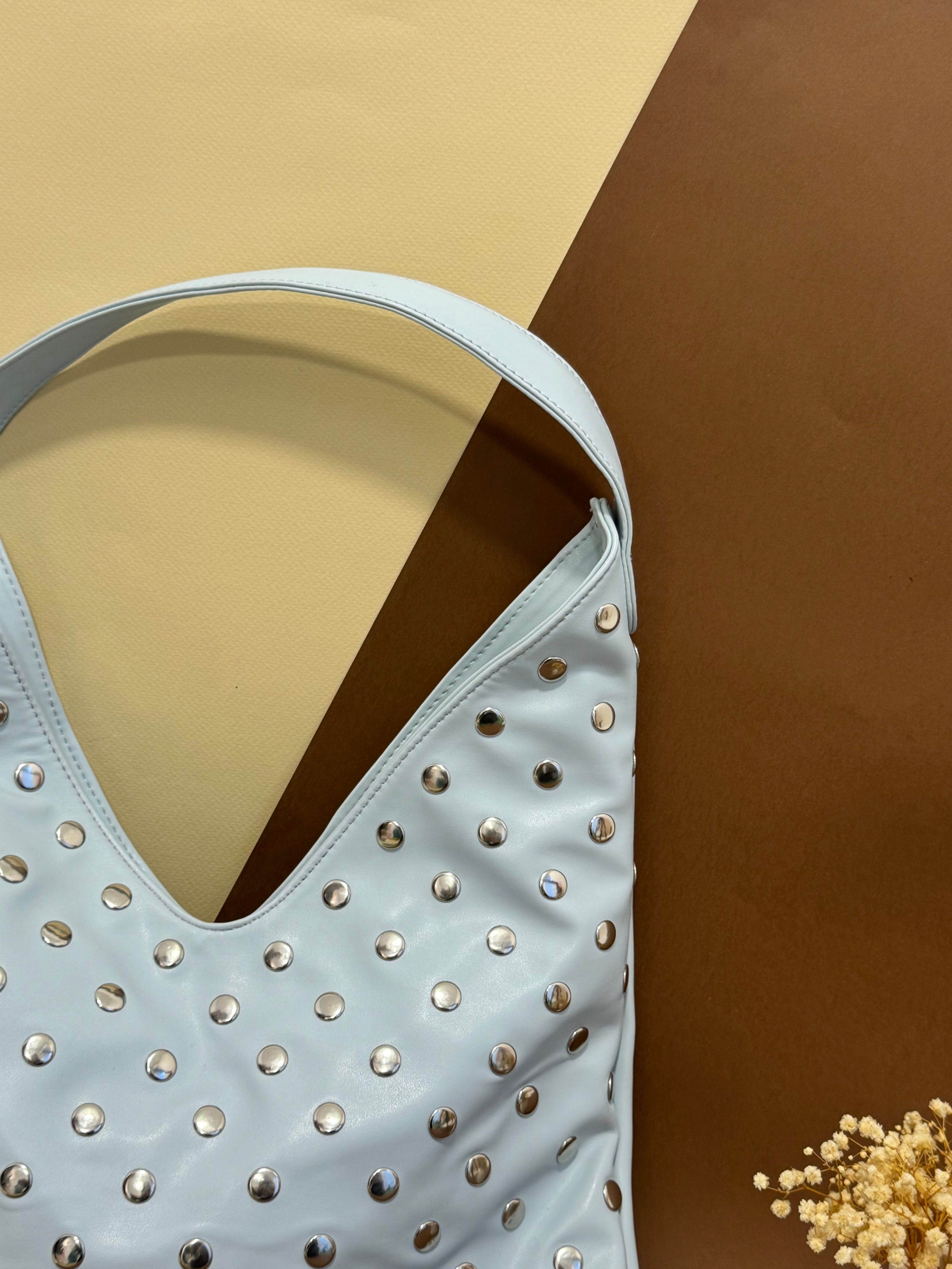 Baby blue studded bag