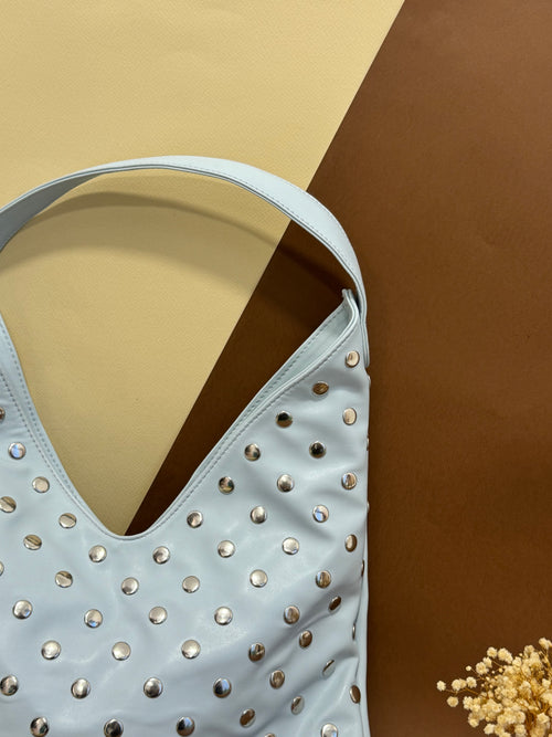 Baby blue studded bag