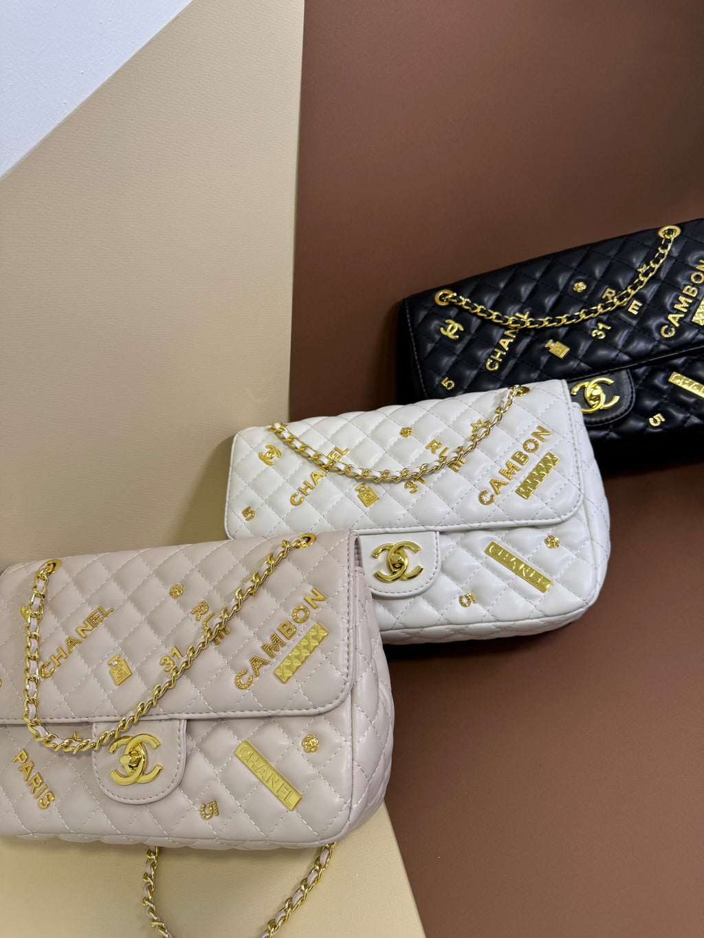 Black quilted chain shoulder bag