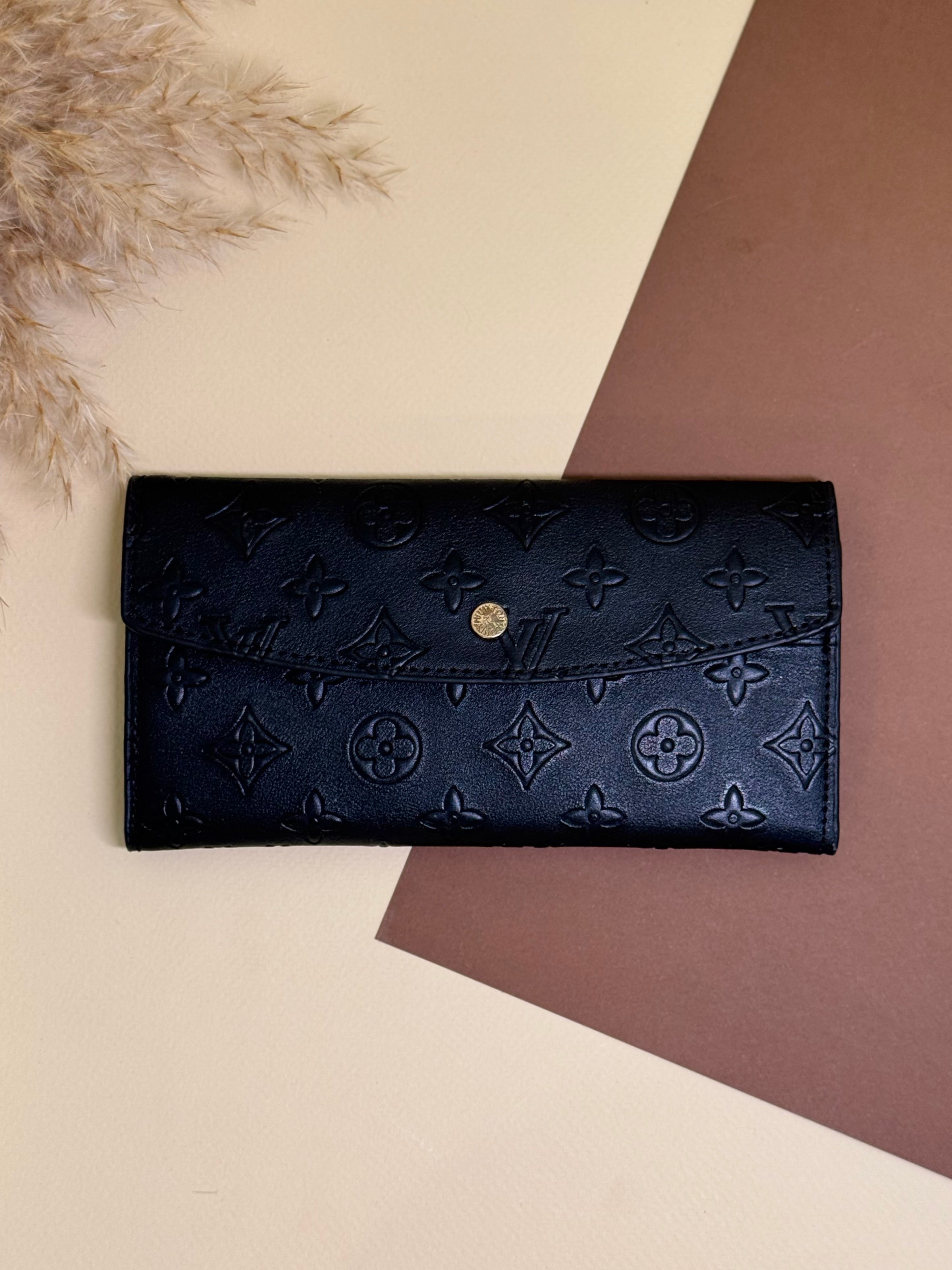 Black LV Monogram long wallet