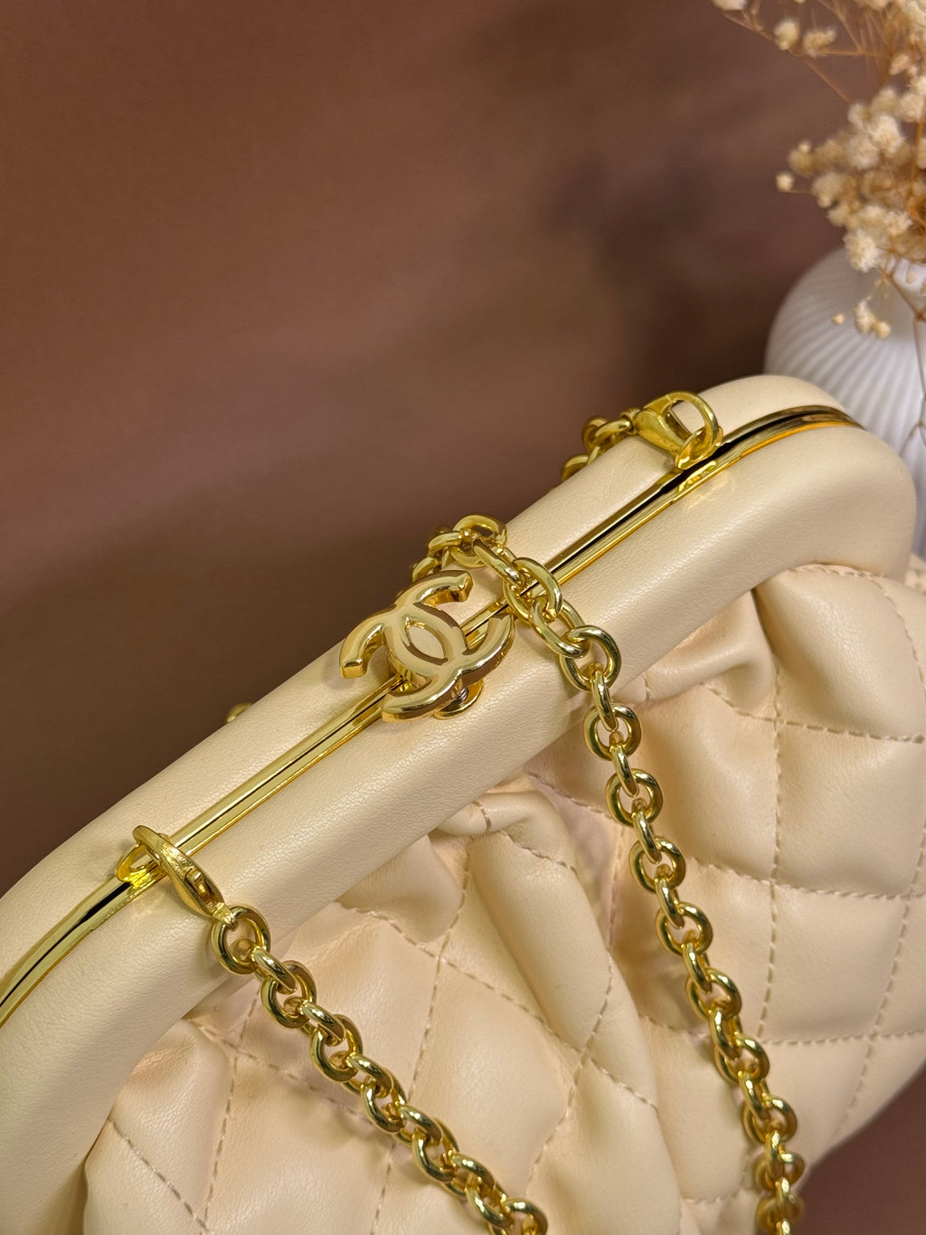 Cream channel bag